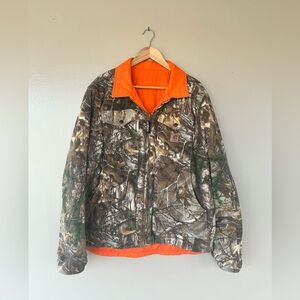 Carhartt Men's Reversible Camouflage/Orange Cozy Fleece Jack size Large